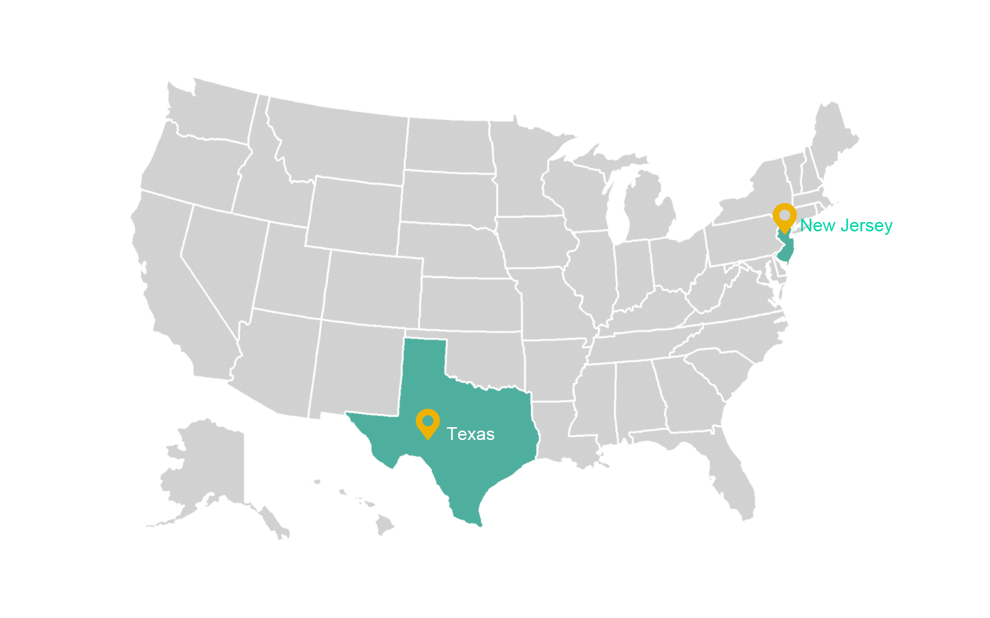 A map of the United States with JeeLighting's Chicago location.
